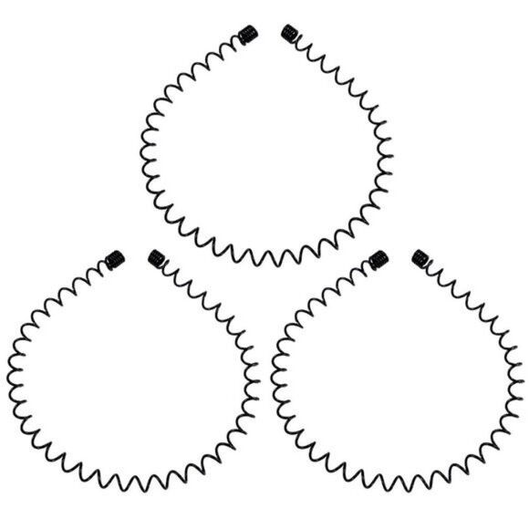 ⚡Men I-New 3pcs Metal Fashion Unisex Wavy Outdoor Sport Simple Elastic Headbands - Picture 1 of 5